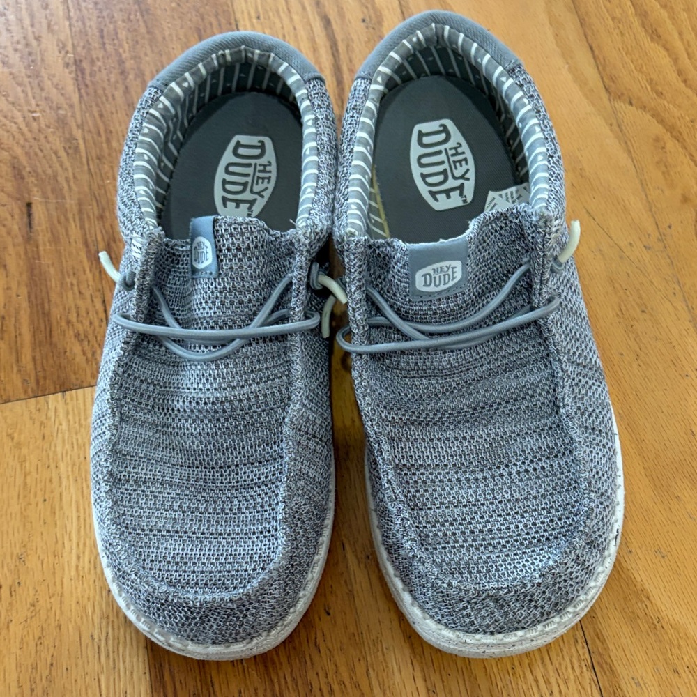 Hey Dude Kids' Gray Knit Slip-On Sneakers